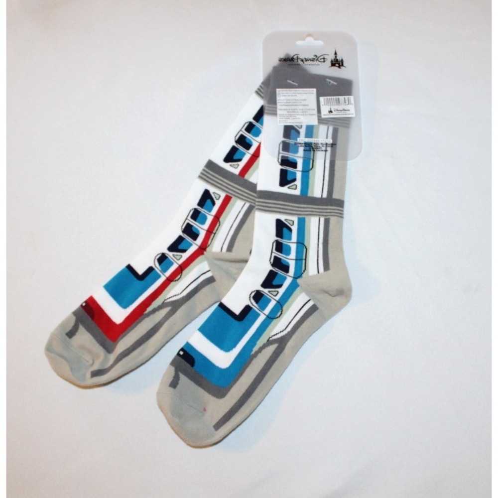 Disney Parks Crew Socks Authentic Original Monorail Blue Red Gray Adult NEW - Picture 3 of 5